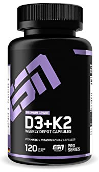 ESN Vitamin D3 + K2, 120 Kapseln, für Immunsystem, Knochen und Blutgewinnung, made in Germany