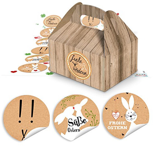 Logbuch-Verlag 5 Ostern Geschenk Schachteln mit 24 Sticker 9 x 12 x 6 cm Boxen zum Befüllen als Osternest für Kinder und Erwachsene