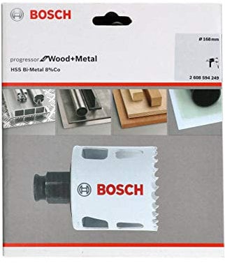 Bosch Professional Progressor for Wood and Metal Sierra de corona (para madera y metal, diámetro 168 mm, accesorios para taladro)
