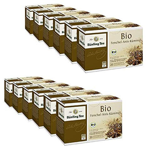 Bünting Tee Fenchel-Anis-Kümmel 12er Pack – Bio Kräutertee – 12 x 20 Teebeutel