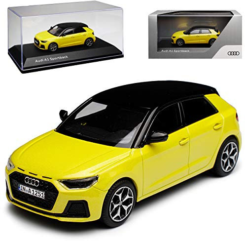 Kyosho A-U-D-I A1 GB Sportback Phyton Gelb mit Schwarz 2. Generation Ab 2018 1/43 i-Scale Modell Auto