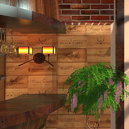 European and American Style Imitation Wood Grain Wine Label Wallpaper Bar Cafe Living Room Bedroom Tv Background Wall Paper