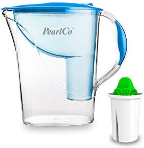 PearlCo - Wasserfilter Standard (blau) mit 1 Alkaline classic Filterkartusche - passt zu Brita Classic