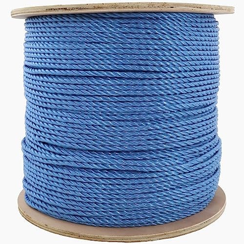 6mm Blue Rope 500M Drum - Cable Pulling Draw Cord Polypropylene 3 Strand Construction