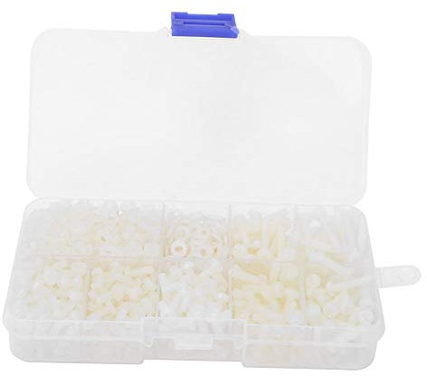 Nylon-Schraube Nylonmutter, Schrauben Sortiment, 800 Stück/Box M3 Nylon Schraube Mutter Unterlegscheibe Kombinationsset Befestigungselemente Hardware Zubehör (1)