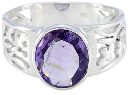 joyas plata améthyste véritables pierres précieuses925 argent violet améthyste bague - naissance février astrologie astrologie vraies pierres précieuses bague-SRAMEFC-3139-68