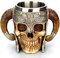 Edelstahl-Tasse, Totenkopf-Tasse, Wikinger, Trinkbecher, Skelett, Harz, Bierkrug, Kaffeetasse, Teetasse, Halloween, Bar, Trinkgeschirr, Geschenk