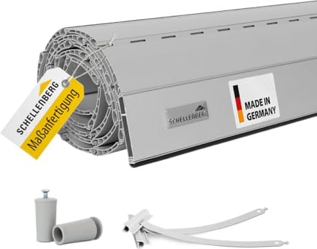 Schellenberg Rolladen Maßanfertigung, PVC Rolladenpanzer, Auswählbar: Breite 50-160 cm, Höhe 100-230 cm, System Mini, Farben Weiß, Grau