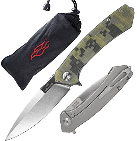 Firebird GANZO Adimanti Skimen Pocket Klappmesser G10 Griff mit Clip und Glasbrecher D2 Stahlklinge Jagd Angeln Camping Outdoor EDC Messer (Camouflage)