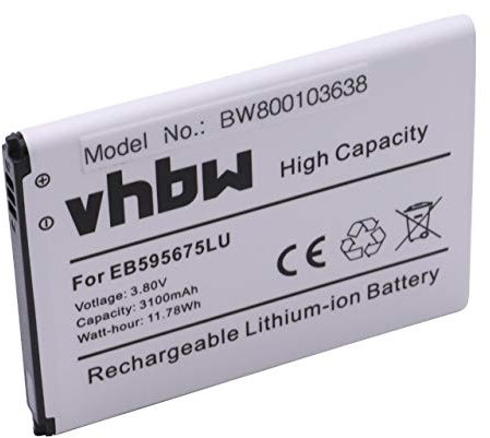 vhbw Batterie Compatible avec Samsung Galaxy SGH-i317, SGH-N025, SHV-E250, SHV-E250L, SCH-R950 téléphone Portable (3100mAh, 3,7V, Li-ION)