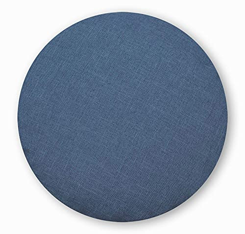 Haus und Deko Kissenbezug Leinen Optik Blau 60 cm Rund Weich Dekorativ fein strukturiert Kissenbezüge für Sofa Wohnzimmer Schlafzimmer Dekokissen mit verstecktem Reißverschluss Couchkissen