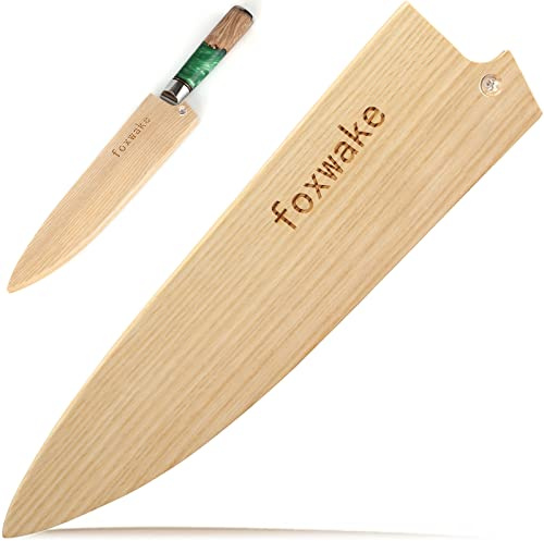 foxwake Edge Protector for Chef Knife, 8/9 Inch Wood Knife Sheath, Knife Sheath, Knife Blade Sheath with Pin, Single Knife Holder Suitable for Gyuto Chef and Santoku Knife