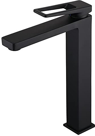 SHUNLI Wasserhahn Bad Schwarz Waschtischarmatur, Hoch Badarmatur Mischbatterie Waschbeckenarmatur, aus Messing (Schwarz)