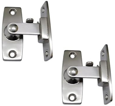 QCAA 2.5 Heavy Forged Solid Brass Door Latch, 90 Degree Right Angle Door Latch Buckle for Doors & Windows, Brushed Nickel, 2Pack, Made in Taiwan