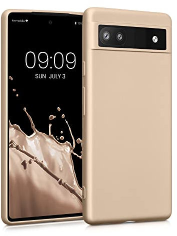 kwmobile Case kompatibel mit Google Pixel 6a Hülle - Schutzhülle aus Silikon metallisch schimmernd - Handyhülle Metallic Gold