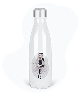Bouteille Gourde Isotherme Acier INOX - Blanc - 350 ML - Enfant - imprimé Illustration Manga Anime - France (N°1)