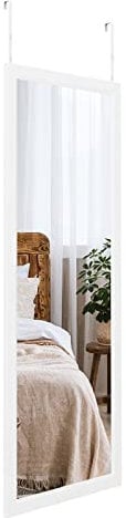 Dripex Wandspiegel 45x119cm Spiegel unbrechbarer Garderobenspiegel Flurspiegel höhenverstellbarer Hängespiegel mit Haken (Weiß)