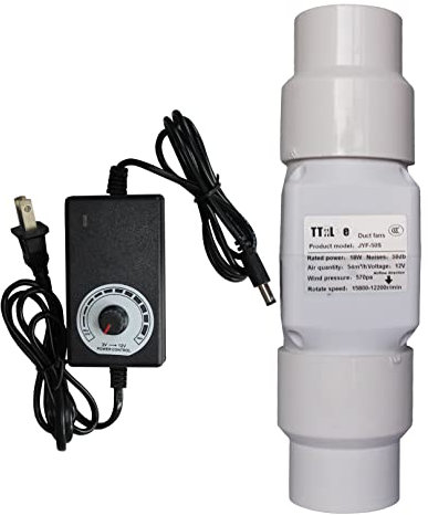 TTiiLoe 2 18W Inline-Kanalventilator mit Drehzahlregler 50mm mit 40mm PVC-Rohrschnittstelle 12V 32CFM HVAC-Lüfter und Umwälzpumpen for Dachbodenküchen-Badezimmer