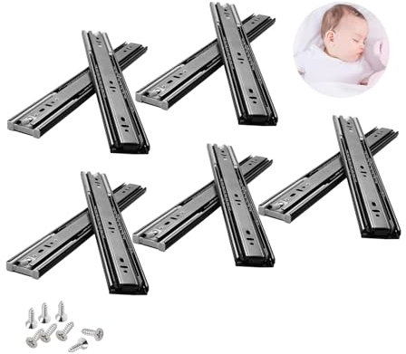 5 Paar Schubladenschienen Push to Open Softclose,400mm Kugelauszug Vollauszug 45kg Tragkraft Schubladenauszug Schubladen Kugellager Schienensystem Teilauszug Schubladen Hochwertig