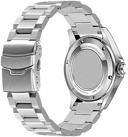 Kai Tian Uhrenarmband Metall 20mm Geschraubte Uhrenarmbänder, SilberErsatz-Edelstahlarmband mit Faltschließe für Damen und Herren