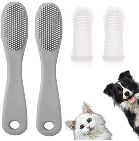 4 Stück Fingerlinge Zahnbürste Hund, Pet Finger Zahnbürste, Silikon Katze Zahnbürste, Hundezahnbürste Silikon, Katzezahnbürste Fingerling, Hunde Zahnbürste, für Hunde, Katzen, Pet Zahnpflege