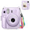 Fintie Hülle für Fujifilm Instax Mini 12 Sofortbildkamera - Transparent Hart Schutzhülle mit Film Tasche und Abnehmbaren Regenbogen Riemen, Schimmernd Lila