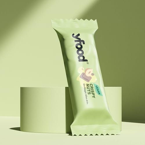 yfood Riegel, Leckerer Proteinriegel für unterwegs, THIS IS FOOD, 10 g Protein, 25 Vitamine und Mineralstoffe (12 x 60g) (Vegan, Crispy Nuts)