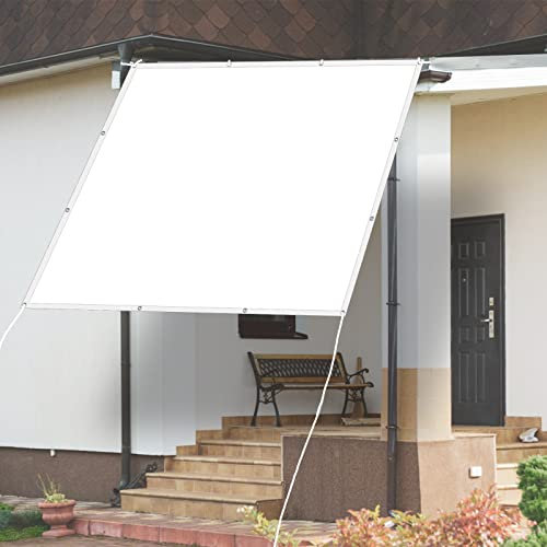 Tenda a Vela Parasole Rettangolare 4 x 7 m Protezione Antivento Tenda da Sole Quadrata da Esterno Traspirante e Protezione Adatto per giardini, piscine, spiagge, Bianco