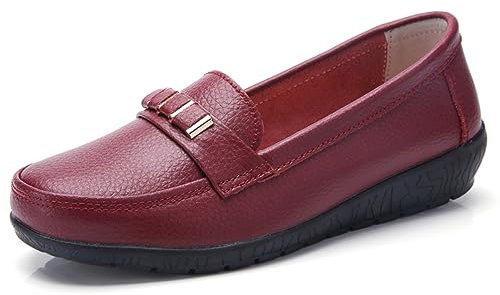 AIFLM Cuir PU pour Femme Le Loafer Mocassins Chaussure de Randonnée Antidérapante Driving Nurse Décontractés et Confortables Fond Plat Léger