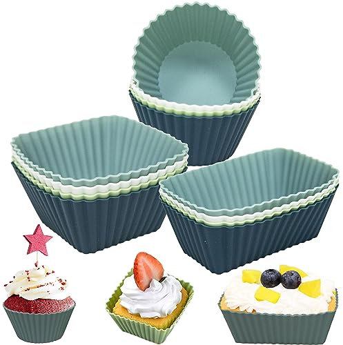 Mlying Wiederverwendbare Muffinformen Silikon 12 Stück Klein Silikonformen für Muffins Cupcake Brotbackform Kuchen, Antihaft mini Muffinförmchen Kuchenform (12pcs)