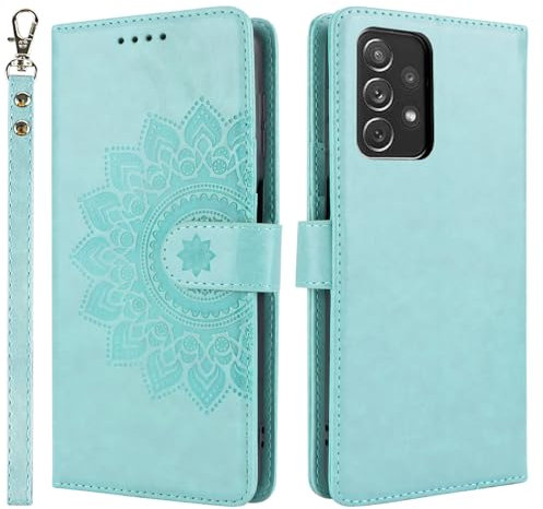 ELTEKER Handyhülle für Samsung Galaxy A53 Hülle Klapphülle mit Kartenfach Schutzhülle Flip Case - Grün