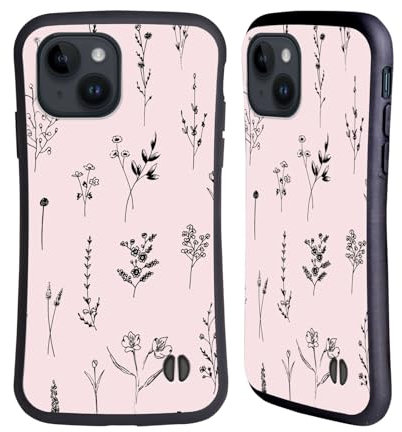 Head Case Designs Licenza Ufficiale Anis Illustration Rosa Chiaro Fiori Selvatici Custodia Cover Ibrida Compatibile con Apple iPhone 15