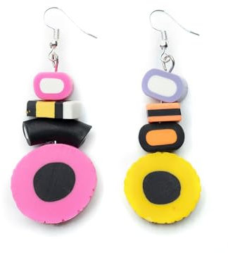 Miniblings Lakritz Ohrringe Hänger Konfekt Handarbeit Bonbon Süßigkeit Süß Essen 70mm - Handmade Modeschmuck I Ohrhänger Ohrschmuck versilbert