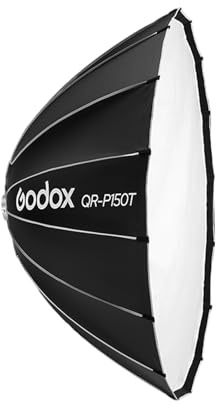 DIERI QR-P150T 150cm/59in Quick Release Parabolic Softbox Professional Foldable Softbox with Standard Bowen Mount & Diffusers for Photography Studio Photography Live Stream