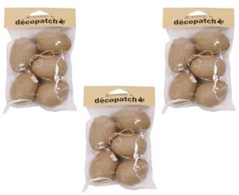 Décopatch AC384Opack 3x5 Eier zum Aufhängen aus Pappmaché 4cm Kartonbraun