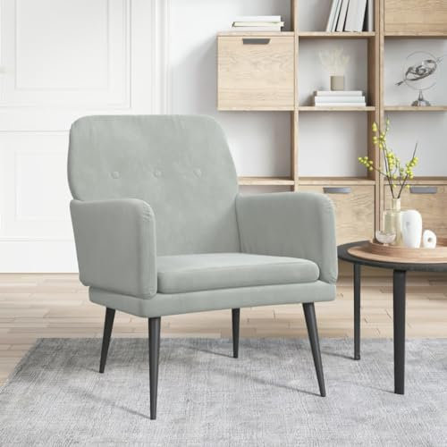 CKioict Gaming Stuhl Sessel Wohnzimmer Cocktailsessel Sessel Hellgrau 62x79x79 cm SamtGeeignet für Büro, Schlafzimmer, Arbeitszimmer