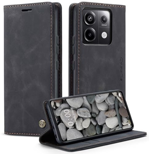 Coque pour Xiaomi Redmi Note 13 Pro 5G 6.67, Coque Xiaomi Poco X6 5G Pochette, Etui Protection Housse Premium en Cuir PU,Etui à Rabat Pochette de Portefeuille Étui, Flip Case, Noir