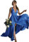 BABYONLINE D.R.E.S.S. Robe de Cocktail Longue Formelle Robe de Soirée Chic pour Mariage Fendue Bretelles en Satin Bleu Royal 34