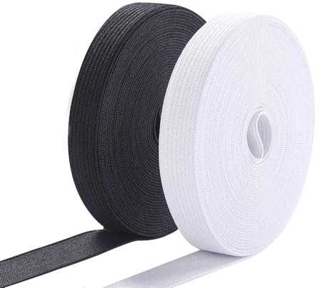 HIOQFR 2pcs Ruban Elastique Couture 10mm Noir et Blanche 10m Bande élastique Couture Large Rouleau Elastique Plat Ceinture Bande élastique à Coudre Elastic Band Sewing pour Pantalon,le Bricolage