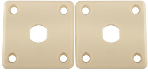 Musiclily Pro Plastic Input Jack Plate Square Output Socket Jackplates for Epiphone LP Style Electric Guitar, Cream (Set of 2)