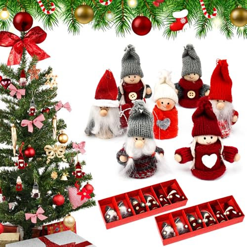 LPAMABA 12er Set Mini Weihnachtsanhänger Weihnachtsschmuck Baum Weihnachtsbaum Deko Baumanhänger Christbaum Deko Figuren Anhänger Schmuck Weihnachten Deko Schmuck