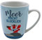 Dekohelden24 Kaffeebecher/Tasse aus Porzellan, Motiv: Meer Macht glücklich. Größe H/Ø: 9,8 x 8,2 cm, Fassungsvermögen 250 ml, Spülmaschinengeeignet.