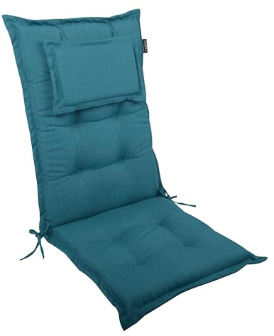 LILENO HOME Gartenstuhl Auflagen als [1er Set - Hochlehner] in Petrol | bequeme Liegen als Sitzauflagen für Gartenmöbel - Stuhlkissen für Gartenstühle und Klappstühle MAR