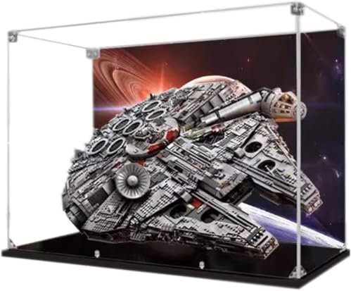 Caikbms Vitrine Acryl Kompatibel Mit Le-go Ultimate Millennium Falcon Modell 75192, Staubdichte Anti-UV-Aufbewahrungsbox (Stehender Hintergrund) B