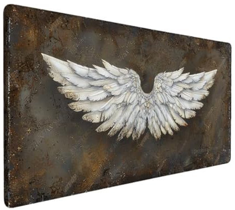 Schreibtischunterlage,Mauspad mit Leder und Rutchfeste Wildleder,Multifunktionales Office Mousepad Laptop Schreibunterlage,Tisch-Schutz Unterlage, Büro/Home 90x40cm (Schwarz FlüGel) Ergonomisches 5-B1