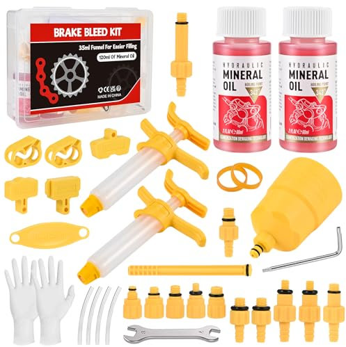 Tigvio Bremsflüssigkeit Set, Entlüftungskit Set mit 120 ml Mineralbremsflüssigkeit Trichter für Hydraulische Bremse Fahrrad, Fahrrad Bremsen Entlüftungskit Set Enthält Mineralöl