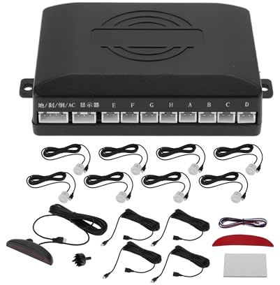 Motoforti Universal Car Reverse Backup Radar System Parking Sensors | alarm buzzer, White, Reverse parking sensors, Distance detection, 8 Parking Sensor, Reminder