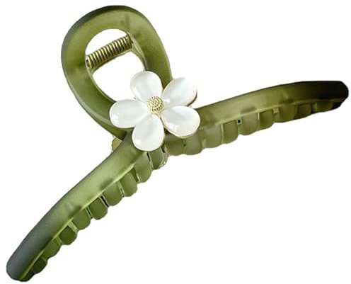 Wenlly Pinzas para el pelo de flores de 5 pulgadas, pinza para el pelo, pinza antideslizante para el pelo de tiburón, accesorios para el cabello, color verde