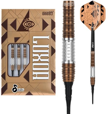 ONE80 Soft Dart Luxor VHD 90% Tungsten Softtip Dart Softdart Dartpfeile Set mit Schäften und Flights Hochwertige Tungsten Softdarts (Barrel 01, 20 Gramm)