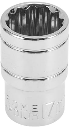 Motoforti Universal Impact Socket Hardware Tool 38mm 12 Point 17mm 1 Pcs | Durable, Chrome Vanadium Steel, Silver Tone, for Car Motorcycle Dirtbike 1/2 Inch Drive